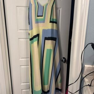 Maeve Black and Green Spaghetti Strap Sundress